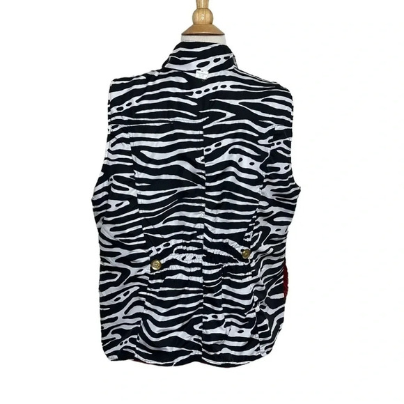 Casual Identity XL red + black/white zebra print reversible‎ quilted vest - Picture 9 of 11